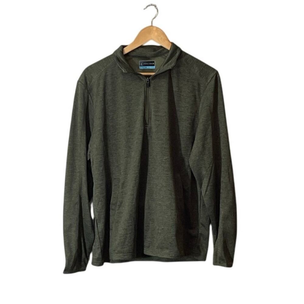 NWT PGA Tour Mens 1/4 Zip Fitness Pullover Top Green Heather Sz S